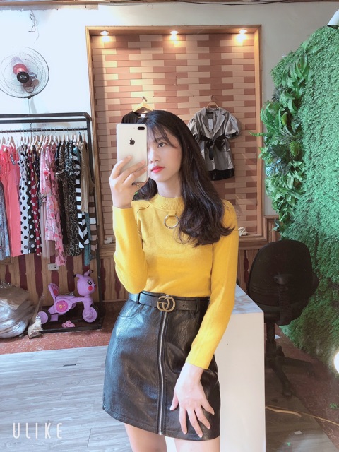 Áo len cổ 3 phân khuyên tròn mã 519