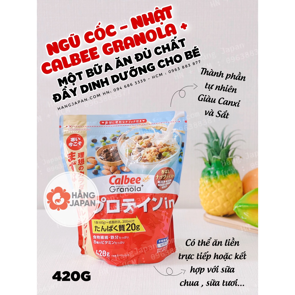 Ngũ cốc Calbee Granola Plus bổ sung Protein 420g nội địa Nhật Bản | 4901330743550