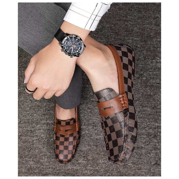 [ Sale 30% ] Mọi Nam Caro Siêu Đẹp,Kẻ Caro,Đế Cao Su Khâu Cực Đẹp-Bền BH 6th