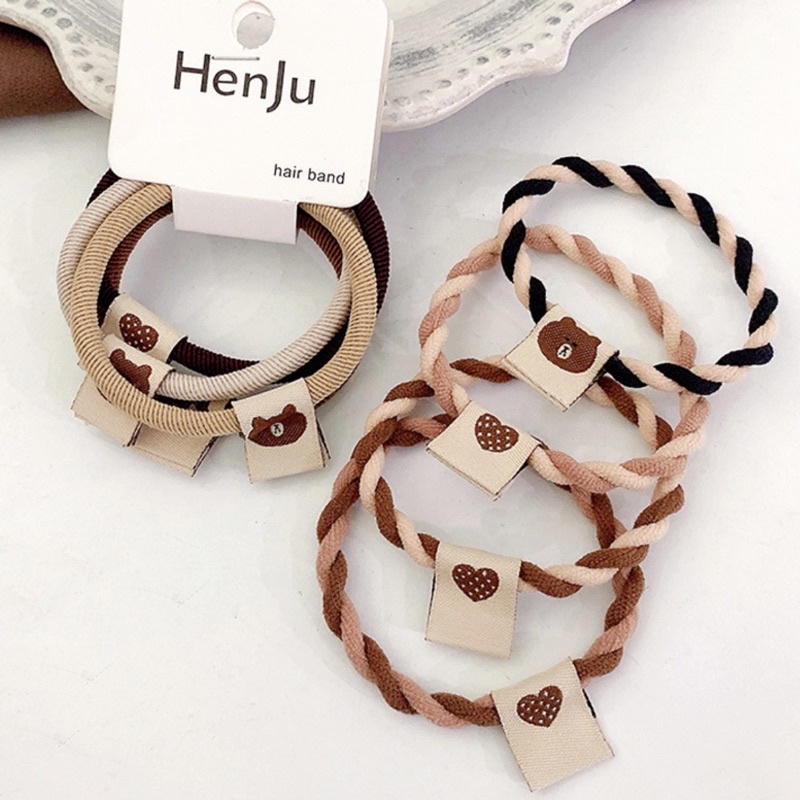 Set 4 dây buộc tóc hình gấu màu sắc đơn giản dễ thương 19.accessories
