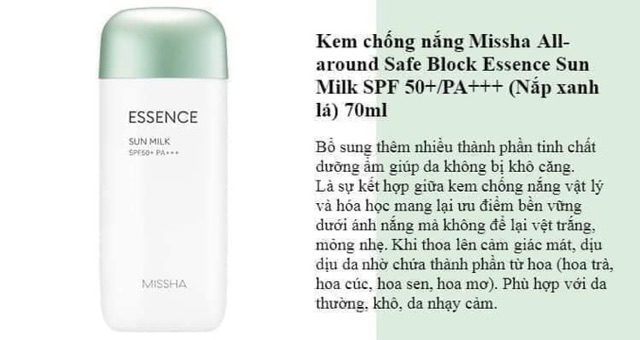 Kem chống nắng Missha Sun Milk Spf50 Hàn Quốc