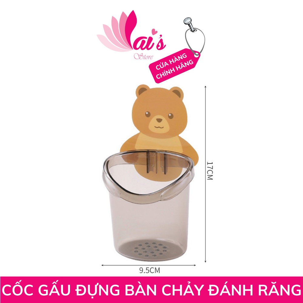 Cốc Gấu Dán Tường Đựng Bàn Chải Đánh Răng, Cốc Cấu Nâu Đựng Kem Đánh Răng - LAI'S STORE