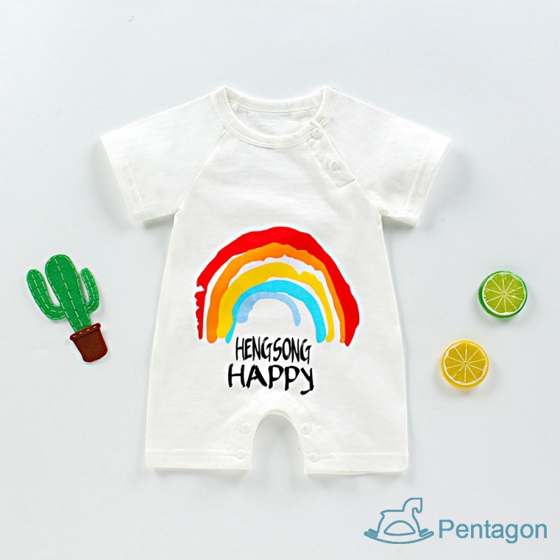 Bộ Áo Liền Quần Tay Ngắn Bằng Cotton Thời Trang Mùa Hè Cho Bé Trai Và Gái