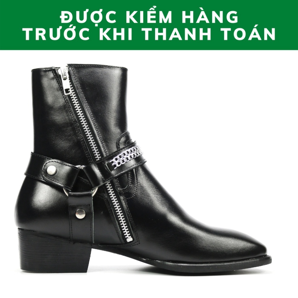 Giày Harness boots thời trang nam chất liệu da bò nguyên tấm cao cấp đế độn 4.5 cm 💖Bảo hành 12 tháng💖