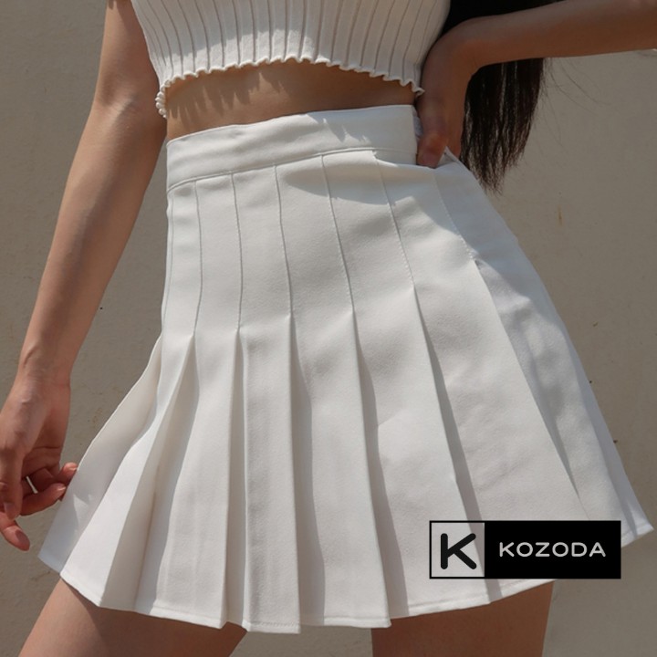 Chân váy tennis xếp li màu trắng đen xếp ly skirt cạp lưng cao ngắn chữ a phong cách ulzzang cv5b kozoda | BigBuy360 - bigbuy360.vn