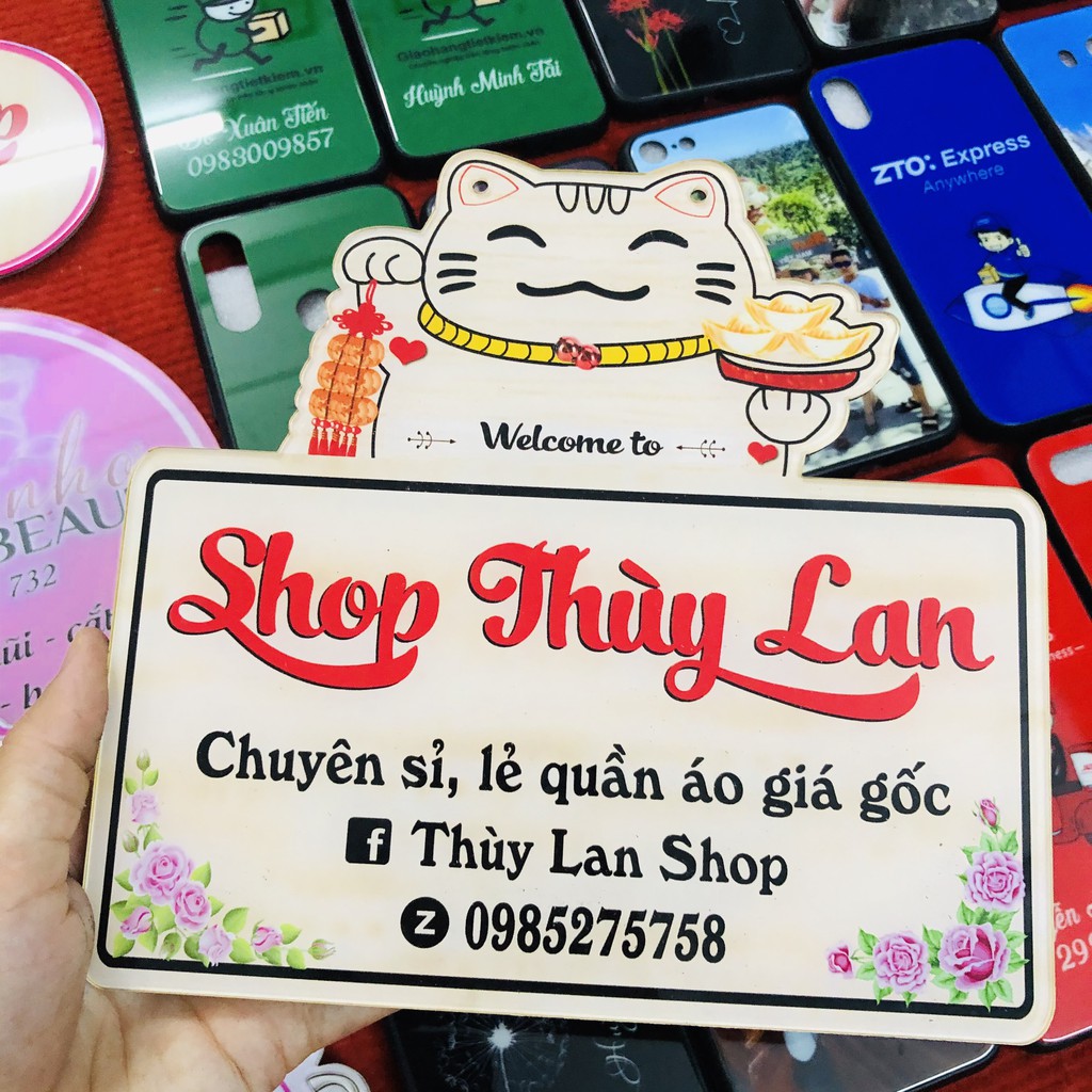 Bảng Mèo Thần Tài_ bảng hiệu shop _ bảng hiệu treo cửa hàng