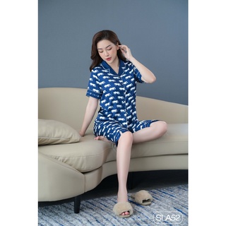 - bộ ngủ satin zam luxury - sla52 - áo ngắn tay quần dài
