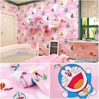 10M GIẤY DÁN TƯỜNG DOREMON hồng KHỔ RỘNG 45CM
