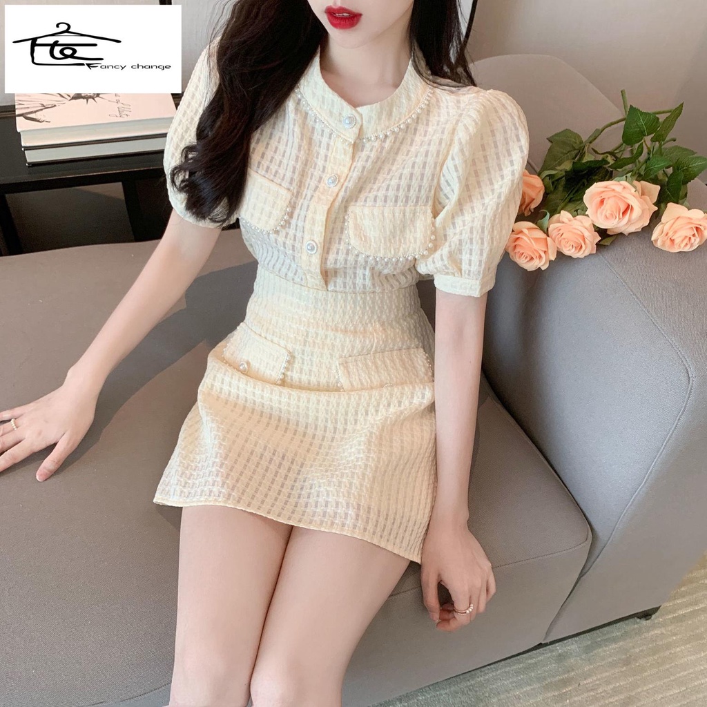 Bộ Áo + Chân Váy Chữ A Lưng Cao Phong Cách Phương Tây Thời Trang Mùa Hè Dành Cho Nữ~2022