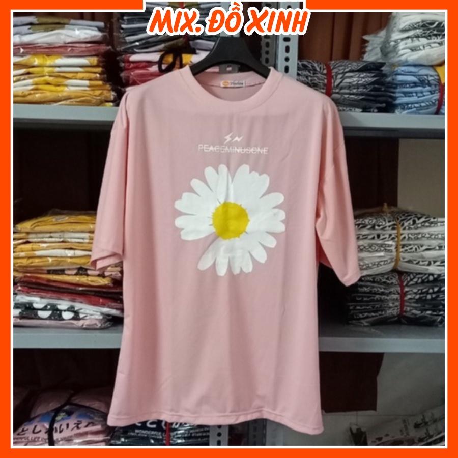 Áo thun nam nữ form rộng tay lỡ, áo phông unisex Mix. Đồ Xinh, chất liệu thun Cotton, họa tiết in hình Bông Hoa Cúc