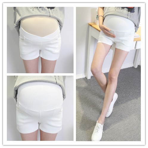 Quần short lưng thấp màu trắng trơn phong cách Hàn quốc