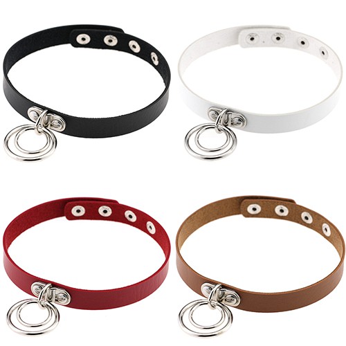 Vòng Cổ Choker Giả Da Gắn Vòng Khuyên Thời Trang Cho Nữ