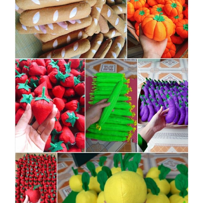 combo sản phẩm theo yêu cầu- Đồ dùng mầm non bằng nỉ-Củ quả nỉ- Đồ chơi bằng vải nỉ