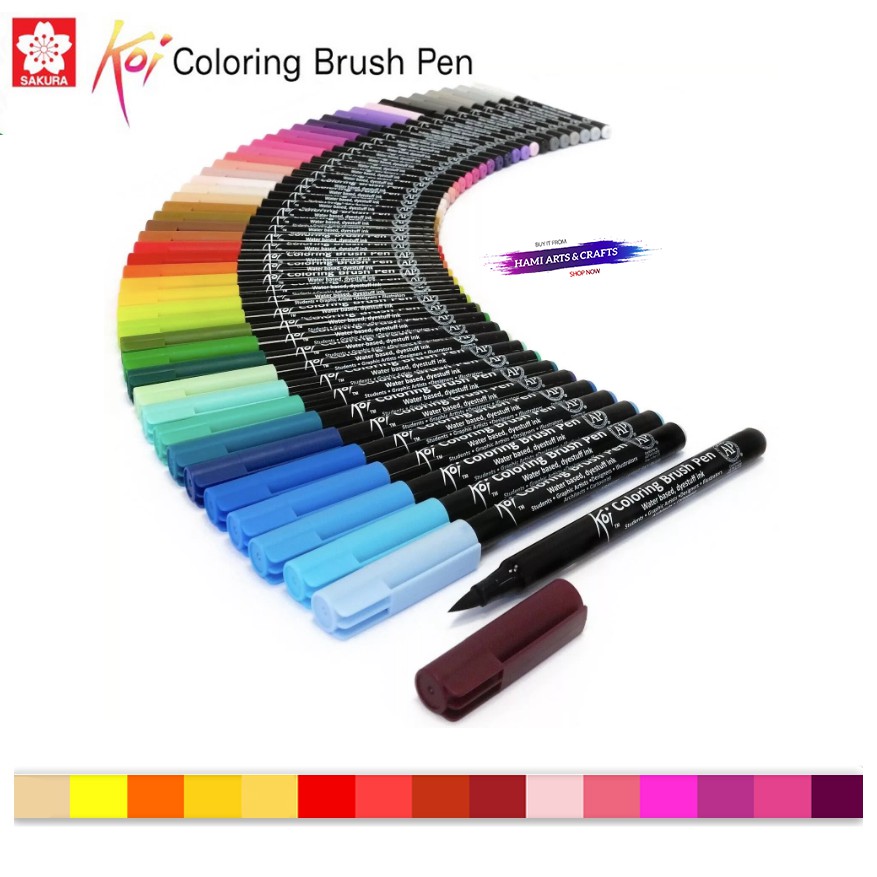 Bút Cọ Màu Nước SAKURA (Bảng 1) Coloring Brush Pen 48 Màu