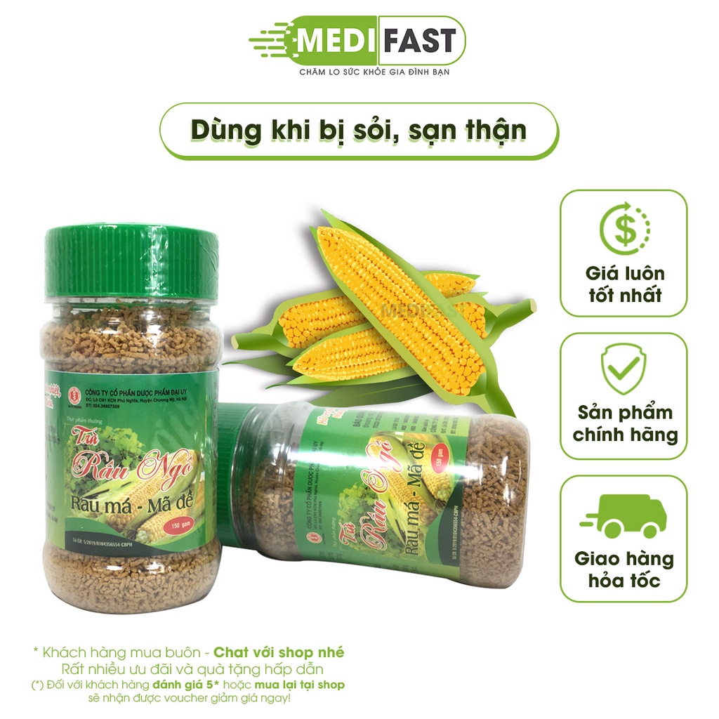 Trà râu ngô rau má mã đề lọ 150g bột lợi tiểu, thanh nhiệt, mát gan, ngừa sỏi thận của Dược Đại Uy