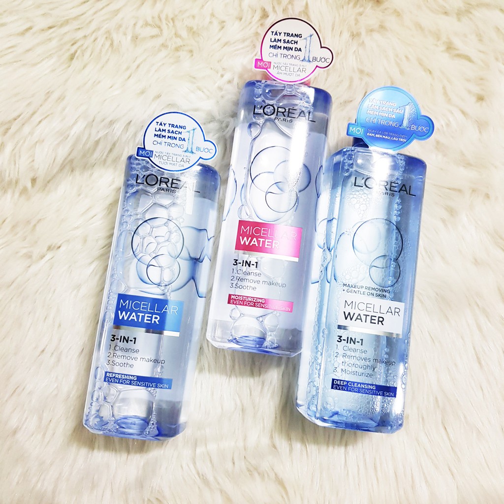 [mã SRMA8303 giảm 50% tốiđa 20k đơn 0đ]Nước tẩy trang Loreal Paris 3-in-1 Micellar Water làm sạch sâu 400ml