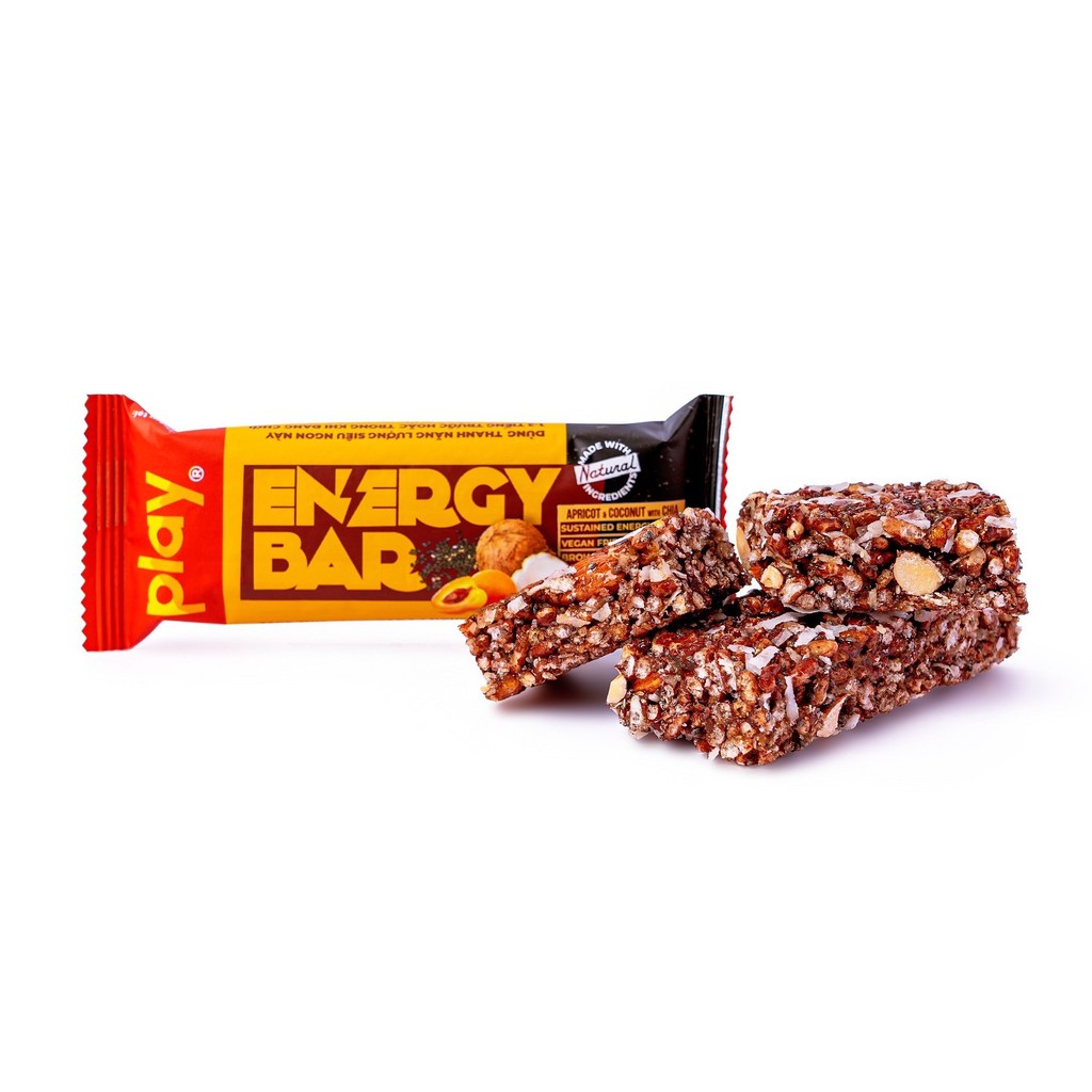 Hộp 12 Thanh Năng Lượng PLAY Vị Mơ Sấy Dừa Khô – PLAY Energy Bar Apricot & Coconut