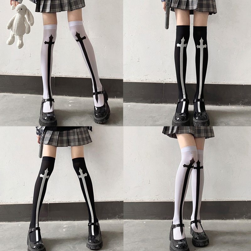 Vớ Cao Ngang Đùi Họa Tiết Kiếm Hóa Trang Halloween Dành Cho Nữ