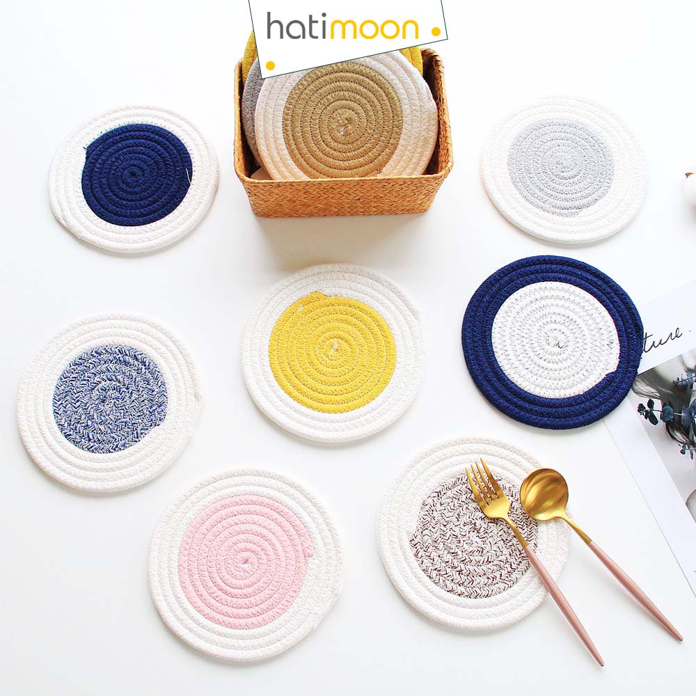 Tấm lót decor, tấm lót ấm trà, đế lót nồi, đĩa 18cm 2 màu - Hatimoon -  miếng lót HTL021