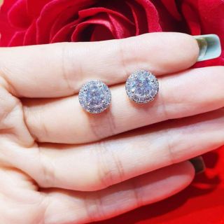 Bông tai đính kim cương nhân tạo bọc bạc tk5