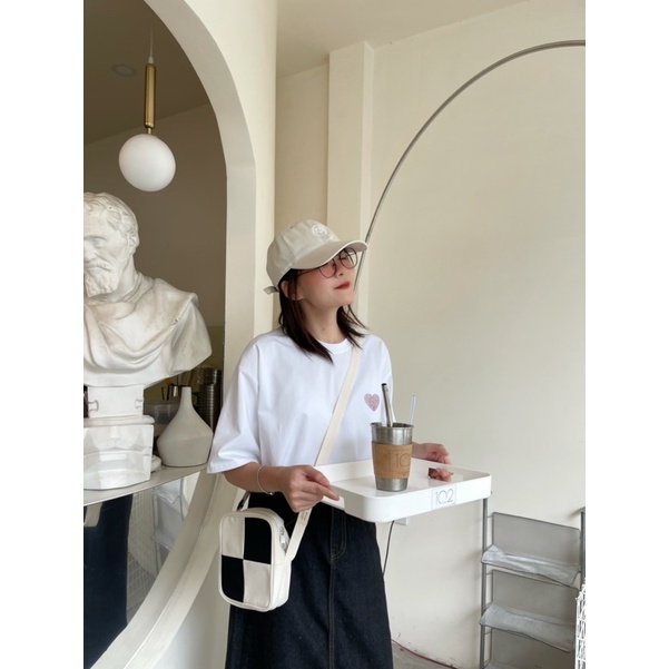 Túi Tote Đeo Chéo “Mini Checked Bag” Vải Canvas