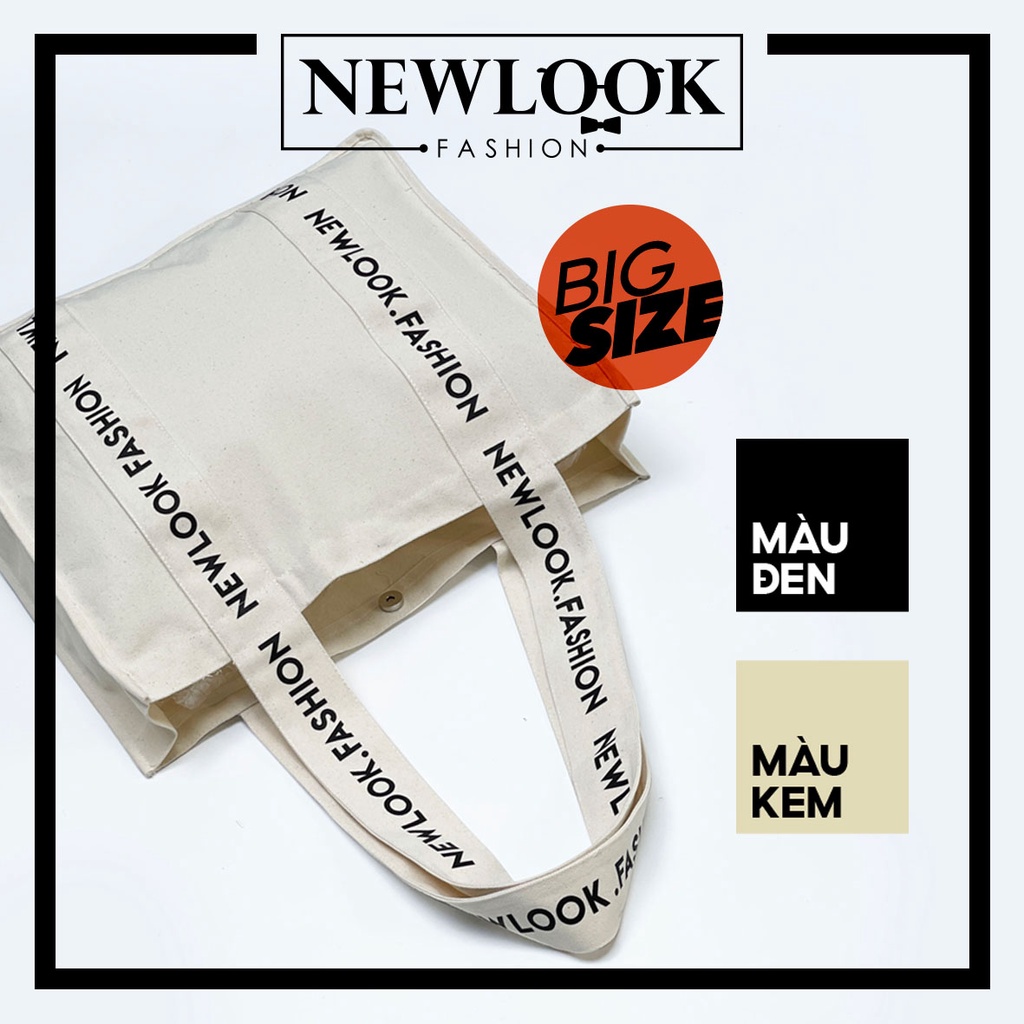 ★ TÚI TOTE TÚI ĐEO VAI VẢI BỐ CANVAS SIZE TO KHÓA NAM CHÂM DÂY IN CHỮ NEWLOOK.FASHION PHÙ HỢP NAM NỮ