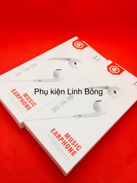 (Ảnh thật) TAI NGHE ĐIỆN THOẠI CÓ DÂY EARPHONE L1 màu trắng phù hợp tất cả các dòng điện thoại