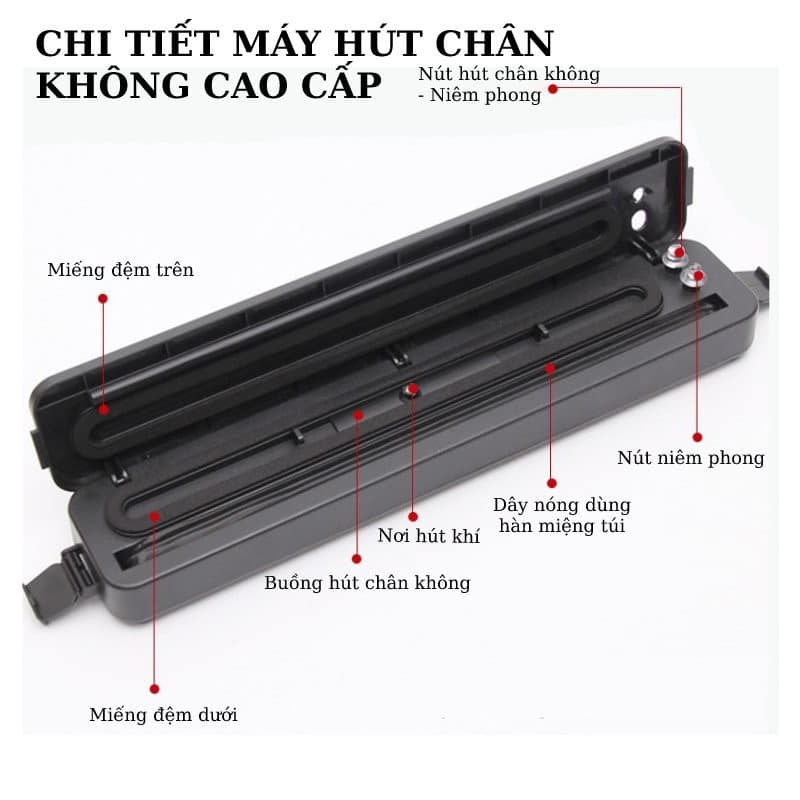MÁY HÚT CHÂN KHÔNG THỰC PHẨM CAO CẤP VACUUM TẶNG KÈM 10 TÚI