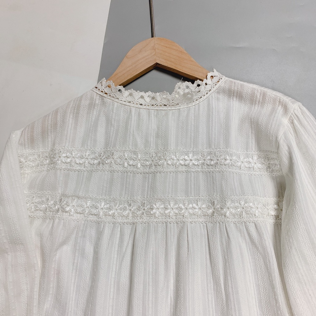 Áo kiểu nữ-áo sơ mi nữ dáng babydoll màu trắng phối ren xinh hàng Quảng Châu cao cấp A536 SUTANO | BigBuy360 - bigbuy360.vn