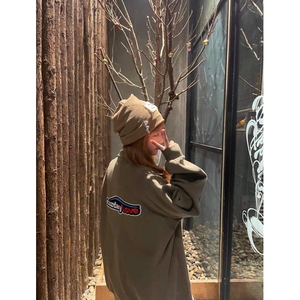 Áo Nỉ Zip Saturday Love  Nữ [FREESHIP] 🌸 Sweater cao cổ dài tay bồng, thun hoodie form rộng cá tính Ulzzang 🌸 | BigBuy360 - bigbuy360.vn