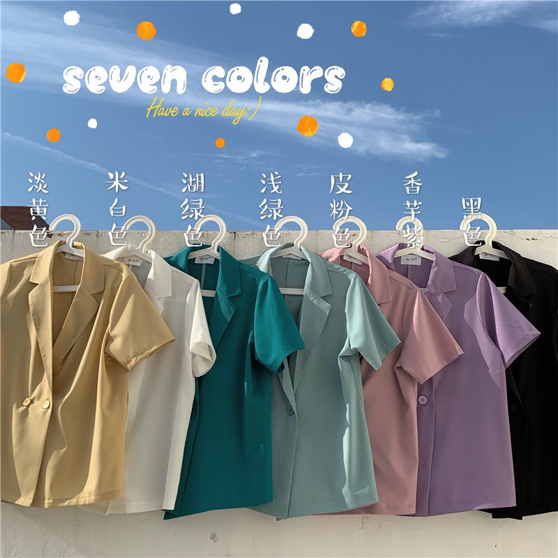 Áo Khoác Blazer Tay Ngắn Dáng Rộng Phong Cách Hàn Quốc | BigBuy360 - bigbuy360.vn
