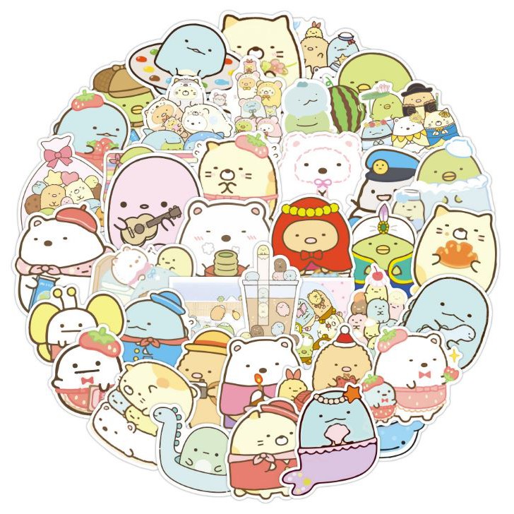 Sticker KAWAII nhựa PVC không thấm nước, dán nón bảo hiểm, laptop, điện thoại, Vali, xe, Cực COOL #150