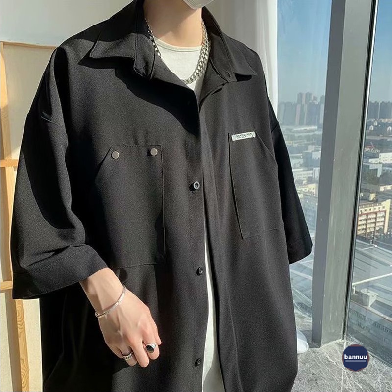 Áo sơ mi from rộng thời trang sơ mi nữ form rộng phong cách Hàn Quốc áo sơ mi nam sơ mi nữ tiếng Nhật áo sơ mi cộc tay nam