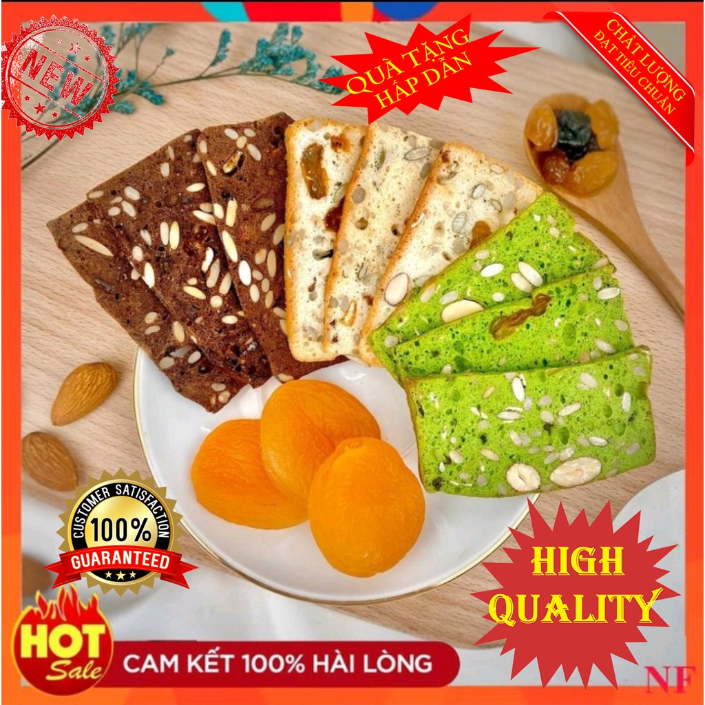 Bánh BISCOTTI Nguyên Cám Không Đường ăn kiêng giảm cân 3 VỊ - Bánh Ngũ Cốc Ăn Kiêng Healthy