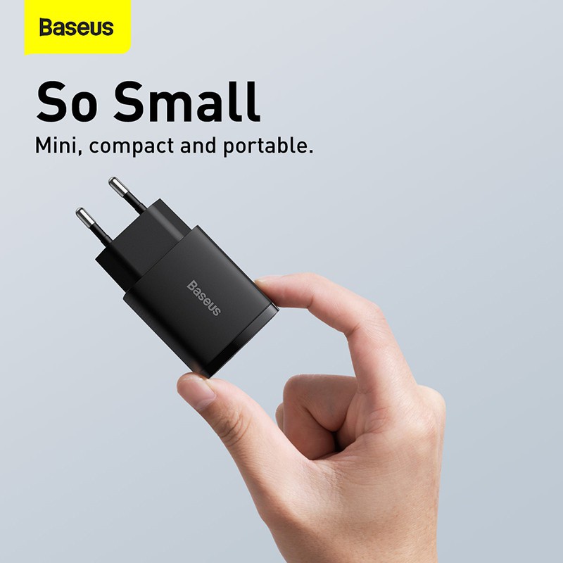 Cốc sạc nhanh siêu nhỏ gọn Baseus Compact Quick Charger 20W (USB + Type C Dual Port, 20W PD/QC 3.0 Multi Quick Charge