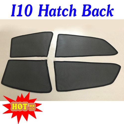 Rèm che nắng theo xe Accent, I10 Hatchback, I10 Sedan, Santafe, Avante, Elantra, Kona, Getz-bộ 4 tấm dính nam châm