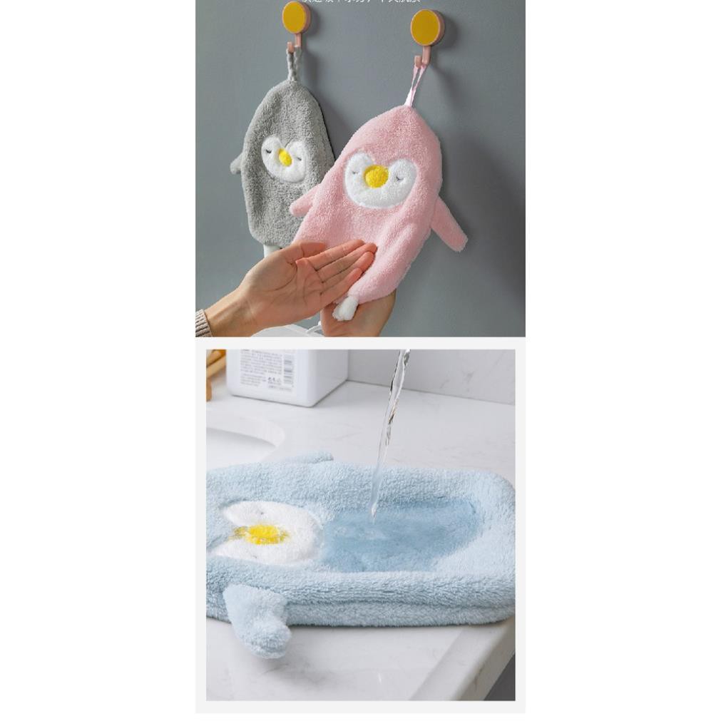 (✿◠‿◠) HeBe - Kitchen Household Cute Cartoon Penguin Hand Towel Pure Soft Hand Towel Highly Absorbent