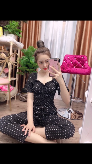 SET LỤA CHẤM BI , RÚT DÂY ! Siêu xinh !