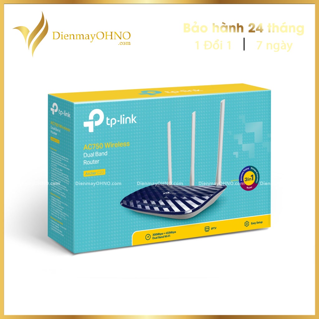 Modern Router Modem Wifi TP Link TPLINK Archer C20 3 Râu 5Ghz Bộ Phát Moderm Moden Wifi 2 Băng Tầng Xuyên Tường