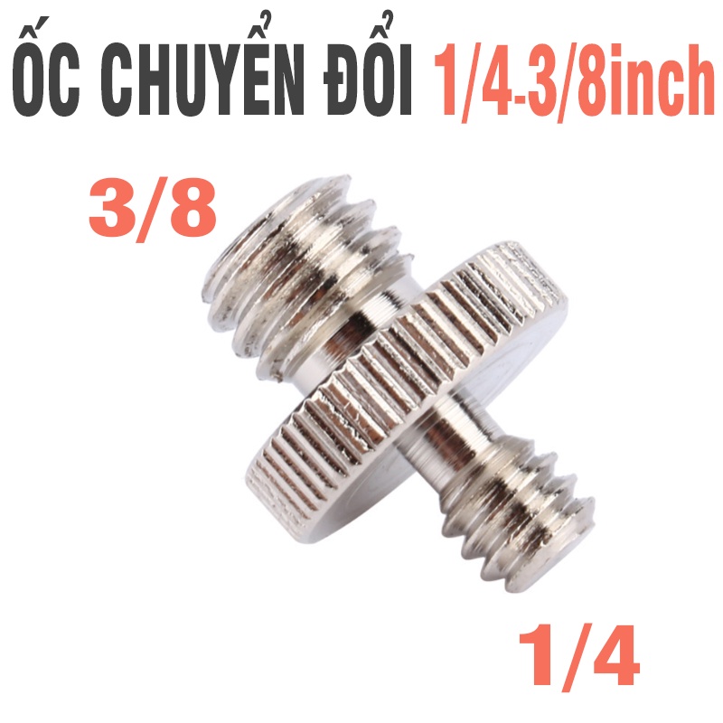 Ốc chuyển đổi 1/4inch sang 3/8inch cho chân máy ảnh bằng kim loại phụ kiện máy ảnh