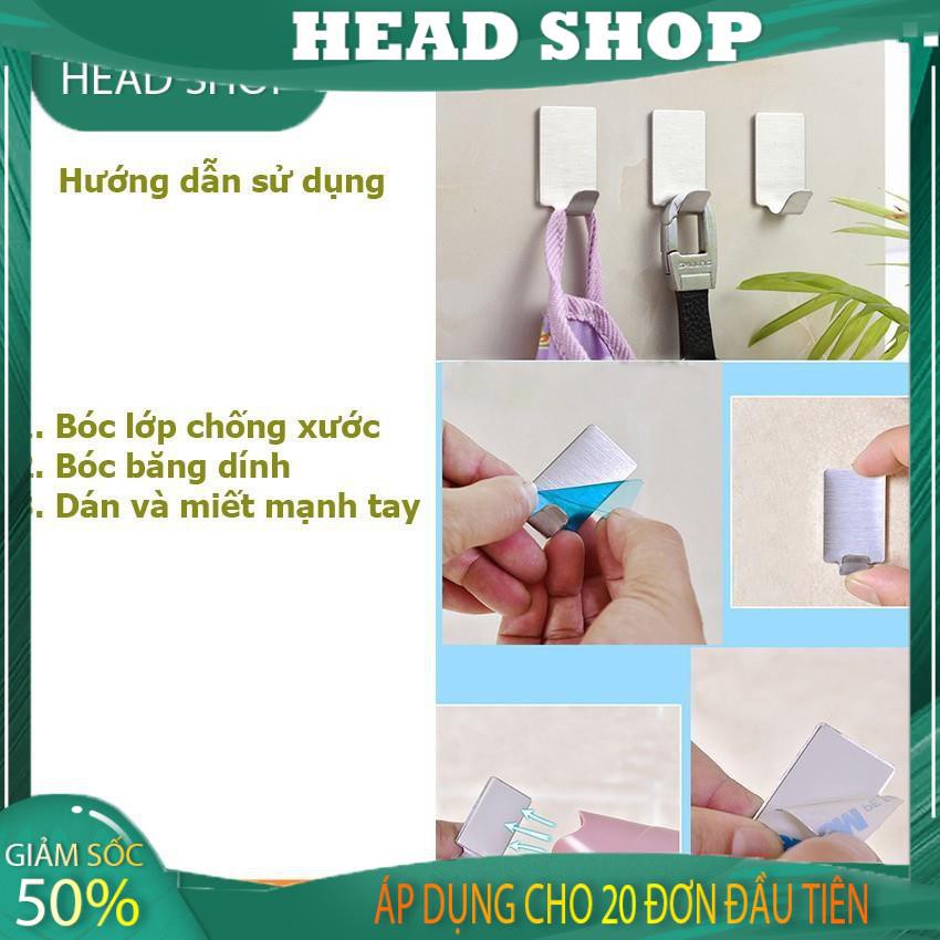 Móc treo đồ Inox 304 móc dán tường gạch men, kính - kèm keo dán siêu dính MKL HEAD SHOP