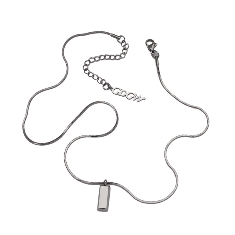 Vòng cổ Mặt Hình Viên Gạch Màu Bạc Phong Cách Hip Hop Đơn Giản Thời Trang Cho Nam Và Nữ