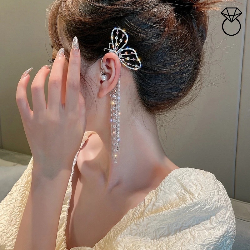 Bông Tai HìNh BướM ĐíNh Đá / NgọC Trai Giả Xinh XắN