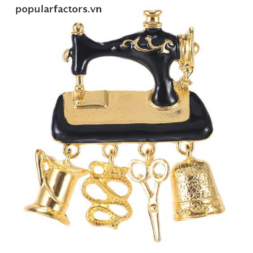 1 Ghim Cài Áo Hình Máy May Phong Cách Vintage Mạ Vàng