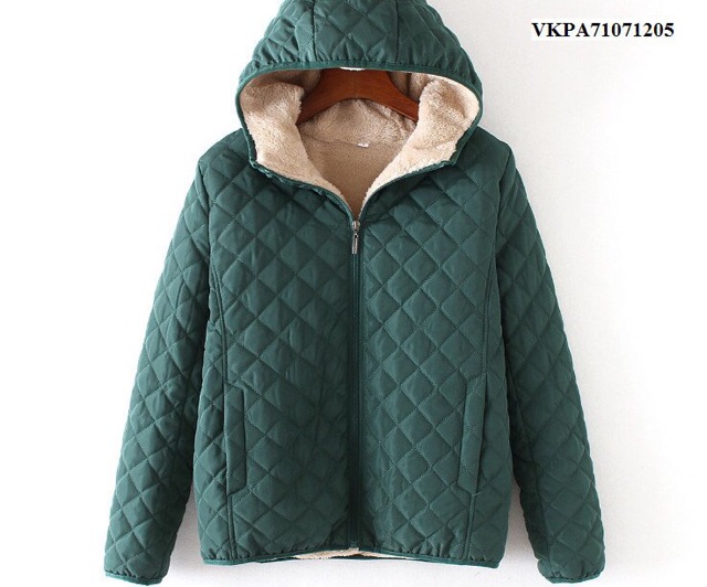 Áo khoác trần trám có lớp lót lông cho nữ