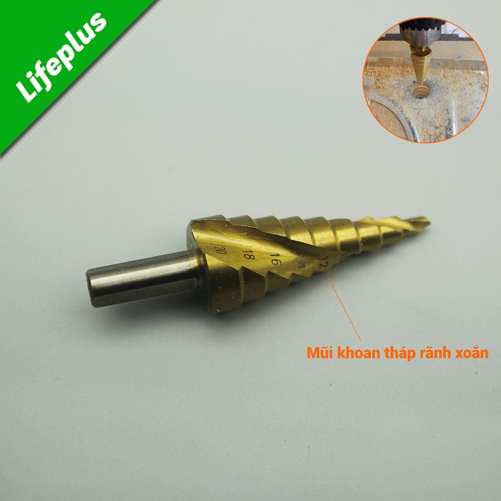 Mũi khoan tháp HSS 4241 rãnh xoắn, chuôi tròn