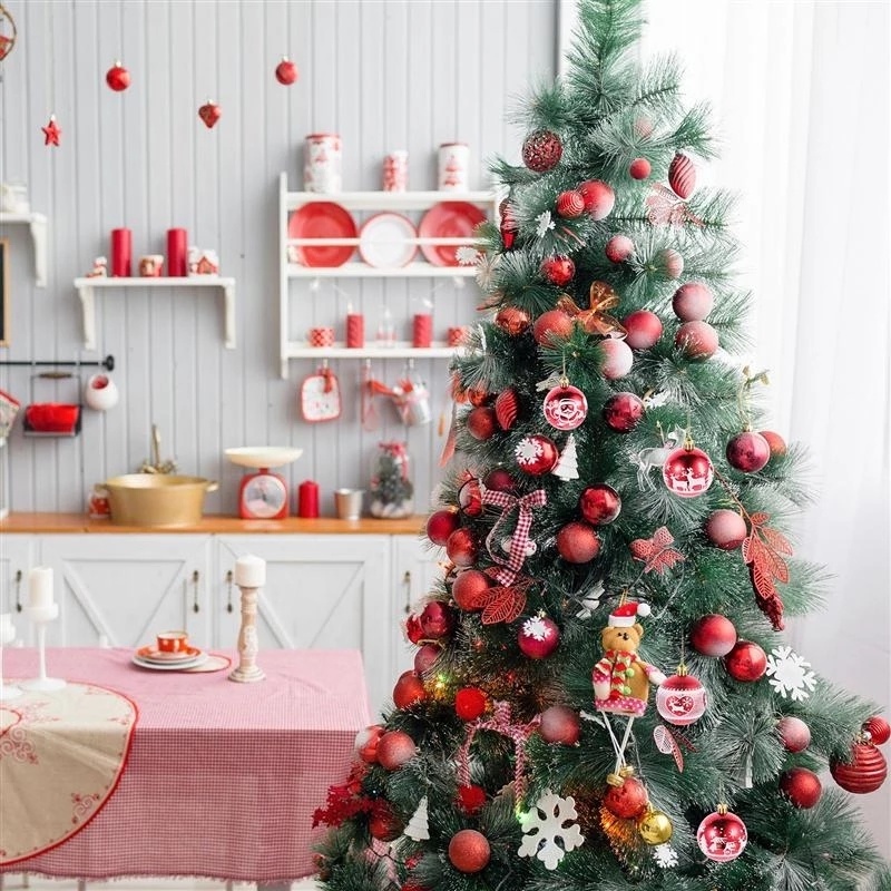 Set 9 quả châu trang trí cây thông noel nhiều màu sắc 6cm