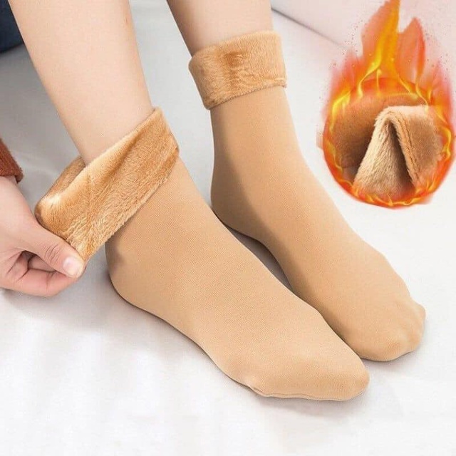 Tất nữ lót lông cổ ngắn giữ nhiệt hàn quốc vải dày cho mùa đông ấm áp TATNU02