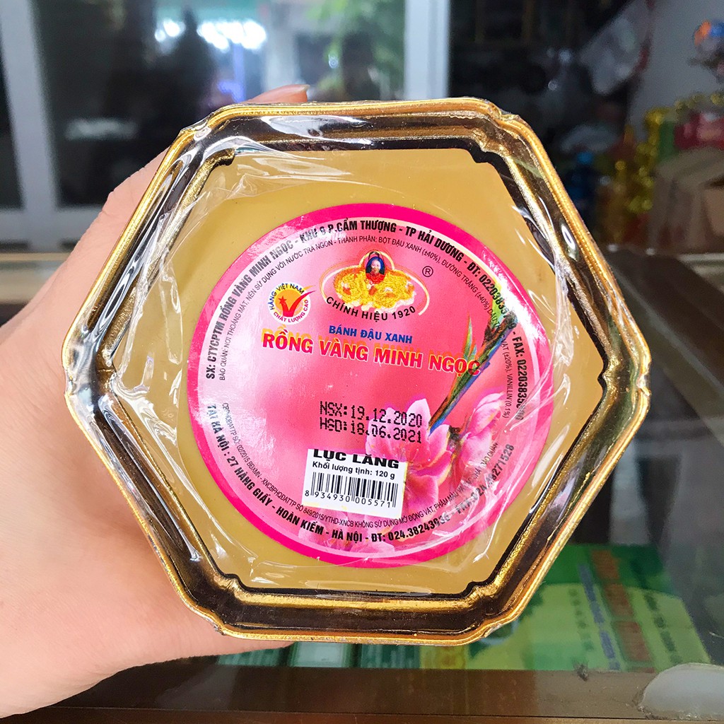 Bánh đậu xanh rồng vàng Minh Ngọc lục lăng 120g - Đặc sản Hải Dương
