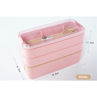 Hộp Cơm Lúa Mạch 3 Tầng Lunch Box 900ml Xanh